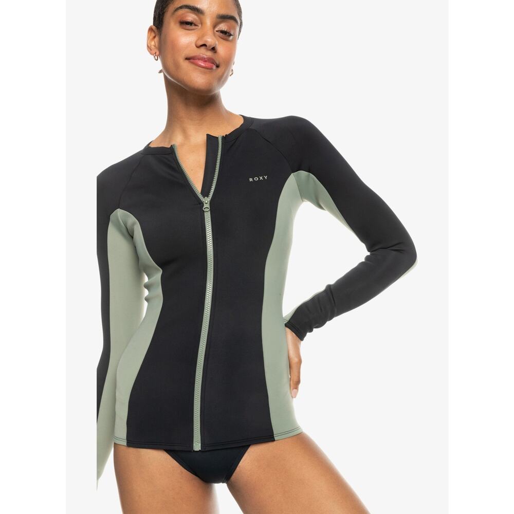 Roxy Black and Green Women's Swim Top